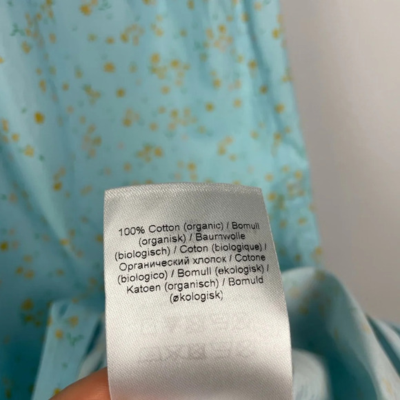 Ganni Blue Floral‎ Printed Cotton Poplin Sleeveless Twist-Front Midi Dress - Picture 11 of 15